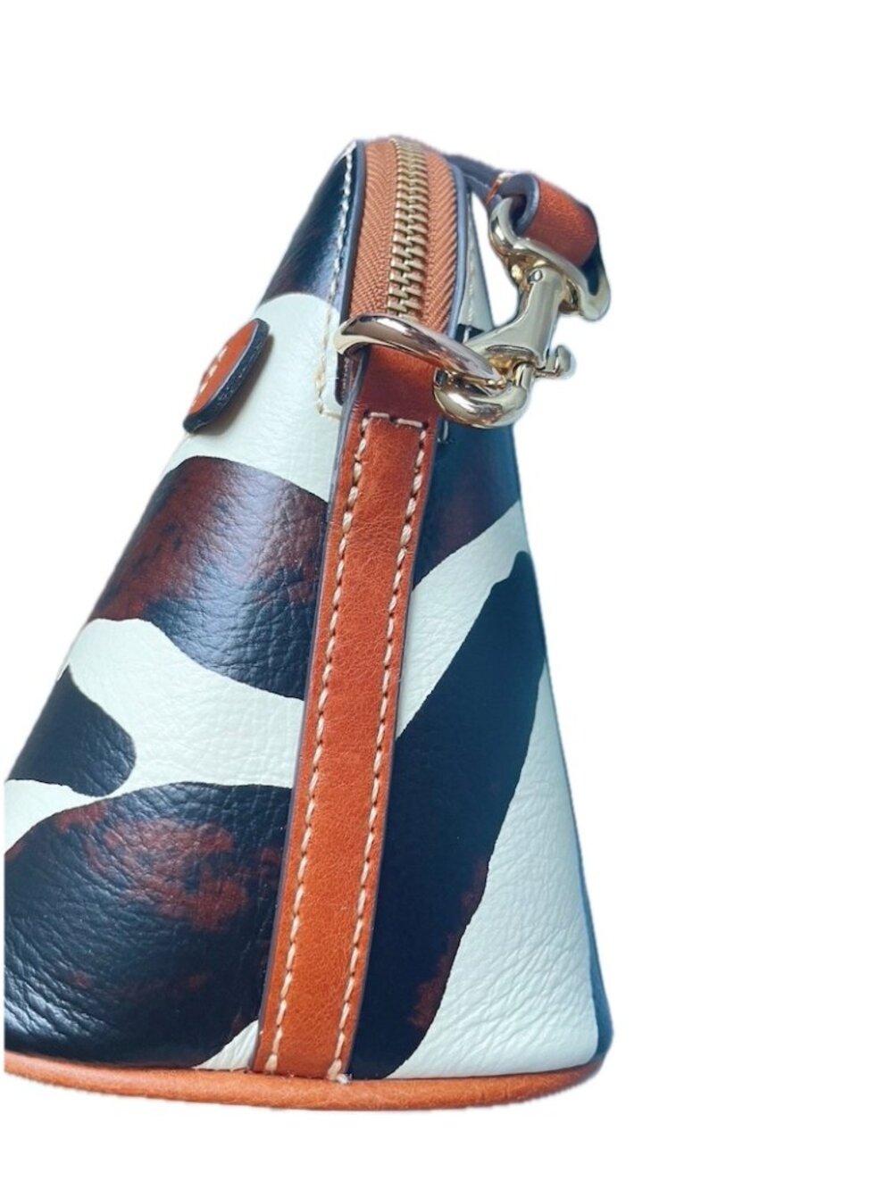 New Dooney & Bourke Zena Zebra Italian Leather Domed Crossbody Satchel Bag - Picture 5 of 12